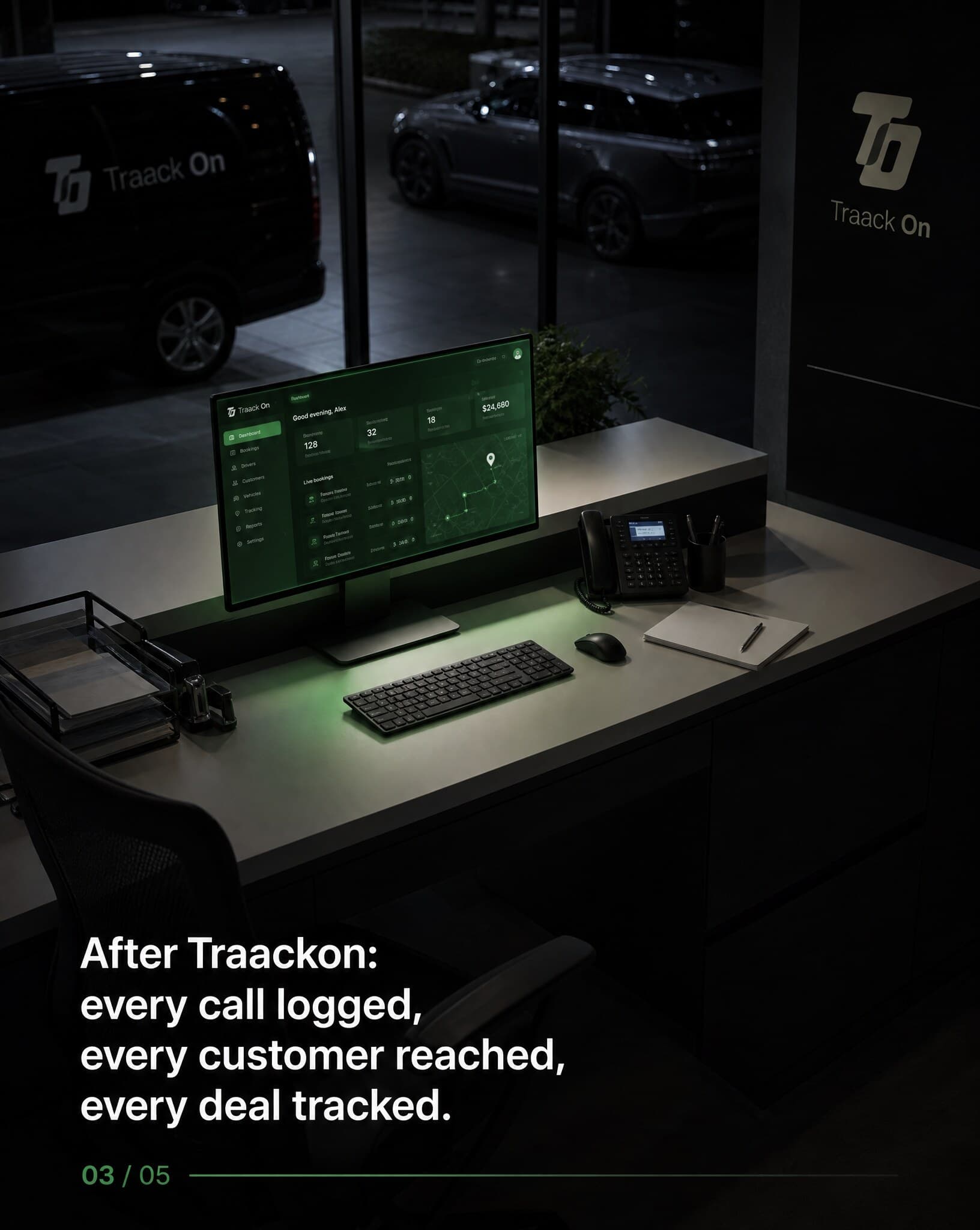 Dealership service operations at night